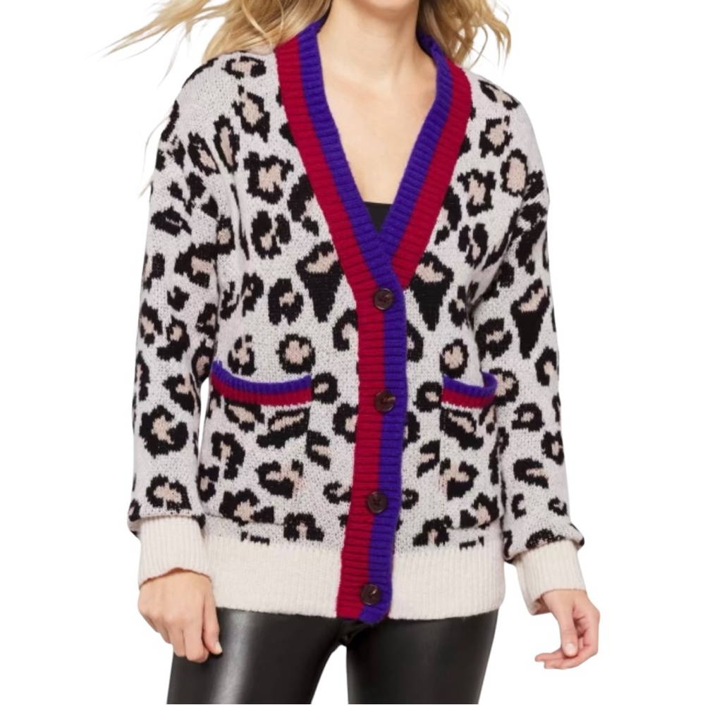 Vigoss Animal Print Cardigan - Black, Cream, Red, Blue